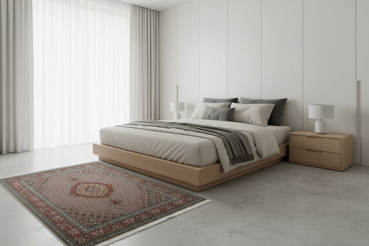 5'1"x6'10" Fine Hand-Knotted Wool & Silk Blend Tabrize Mahi Carpet - Area Rug