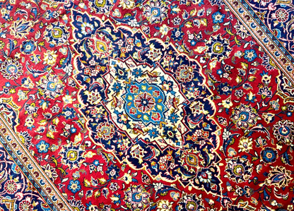 6'4"x9'11" Hand-Knotted 100% Wool Pile Kashanne Carpet - Area Rug