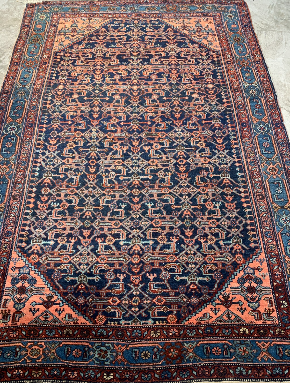  4'9"x6'8" Antique Pre-1900 Geometric Malayer Area Rug Hand-knotted Carpet