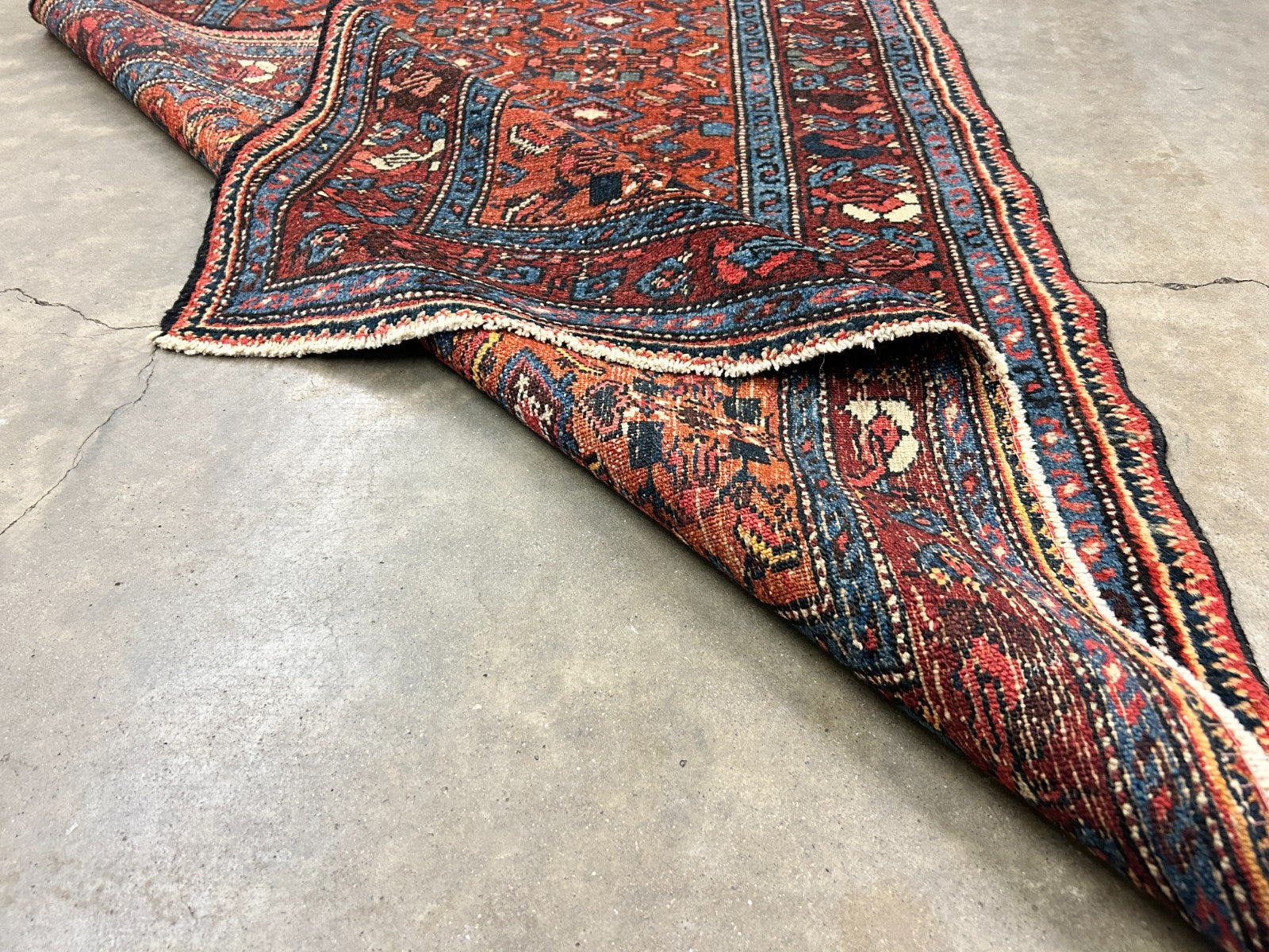 3'4"x6'2" Antique Hand-Knotted 100% Wool Pile Hamadane Area Rug - Carpet