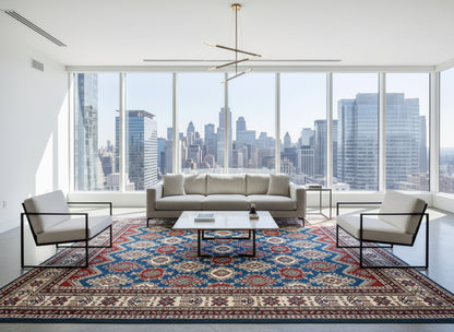 9'x12' Hand-Knotted 100% Wool Pile Kazak Rug