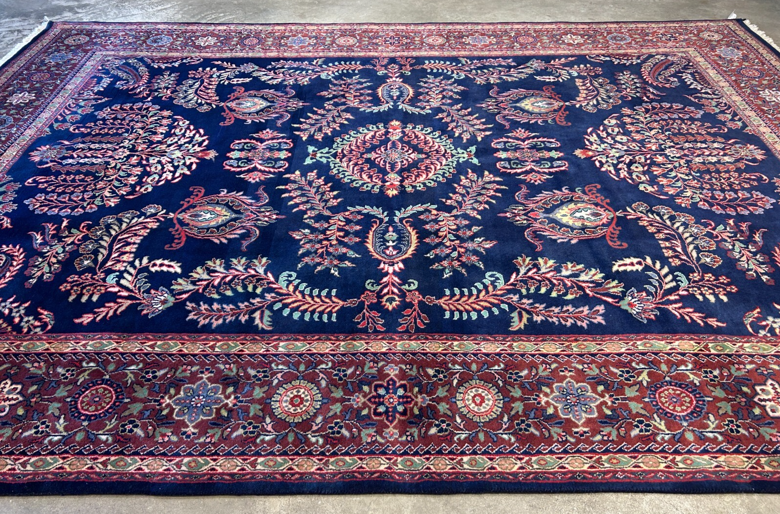 8'9"x12'1" Hand-Knotted 100% Wool Pile IndoSarouke Rug