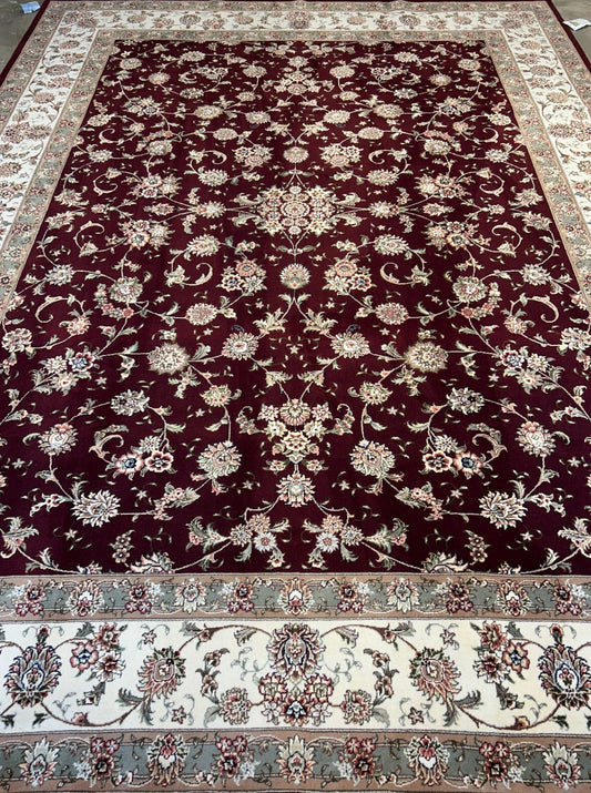 9'x12' Hand-Knotted Wool & Silk Pile SinoPersian Rug