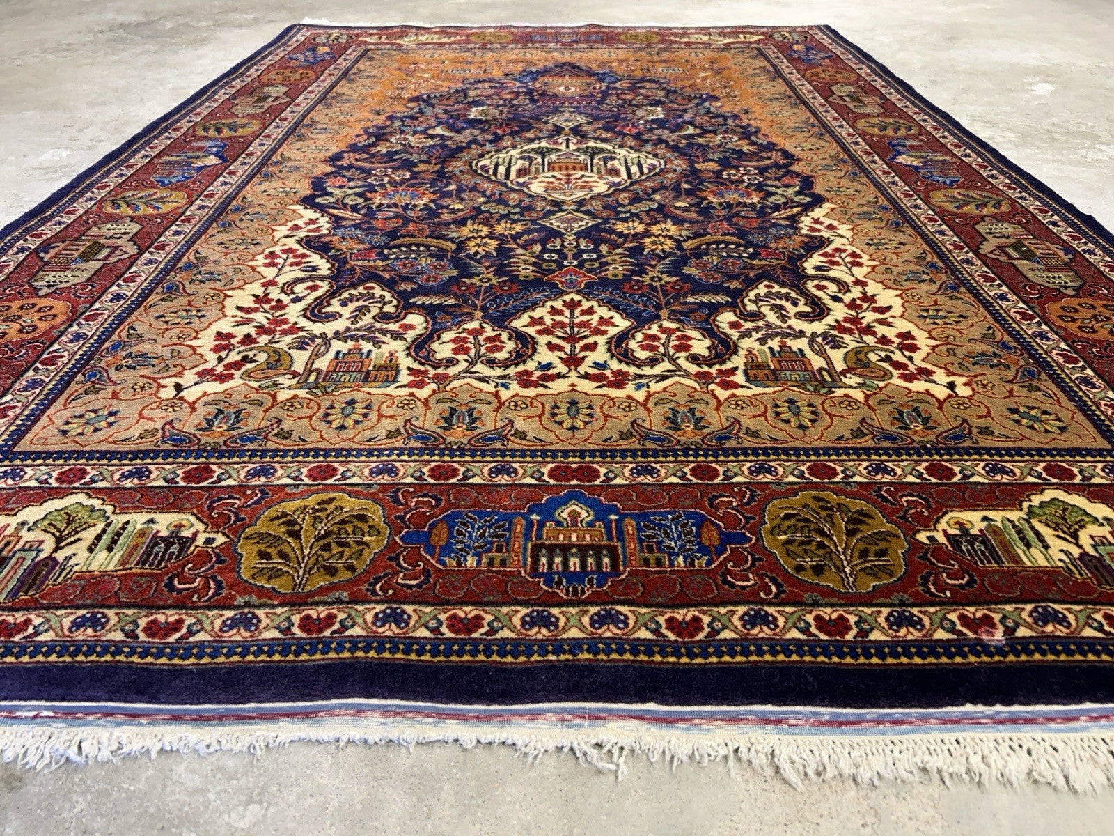4'2”x 6'0" Antique Hand-Knotted 100% Lamb Wool Carpet - Kashane Area Rug