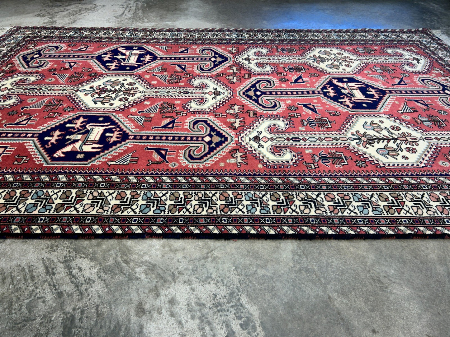 6'2"x9'0" Hand-Knotted 100% Wool Pile Indian Serapi Carpet - Area Rug