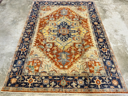 9'x12' Hand-Knotted 100% Lamb Wool Serapie Design Carpet - Area Rug