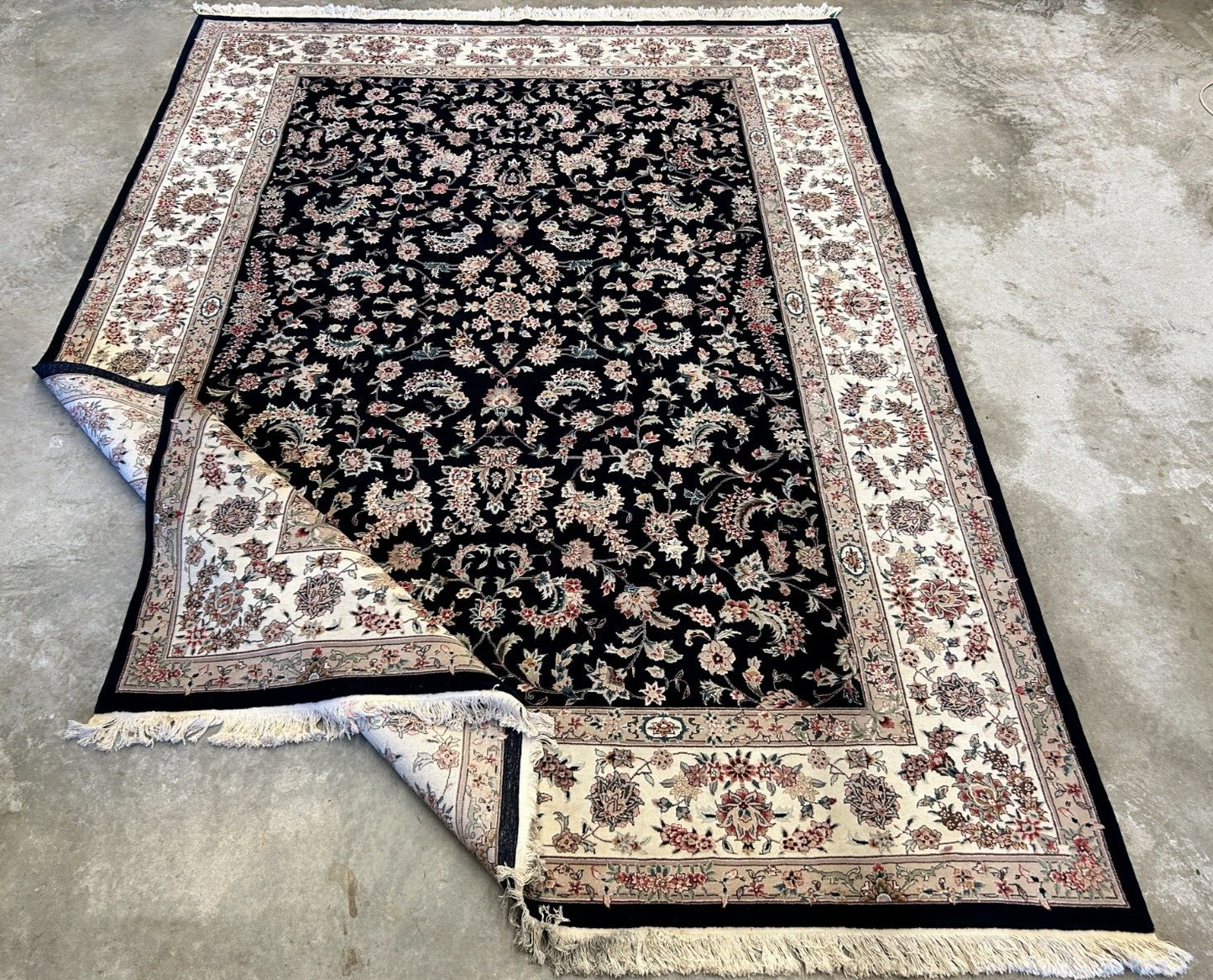 9'x12' Hand-Knotted Wool & Silk Pile Sinopersian Carpet - Area Rug
