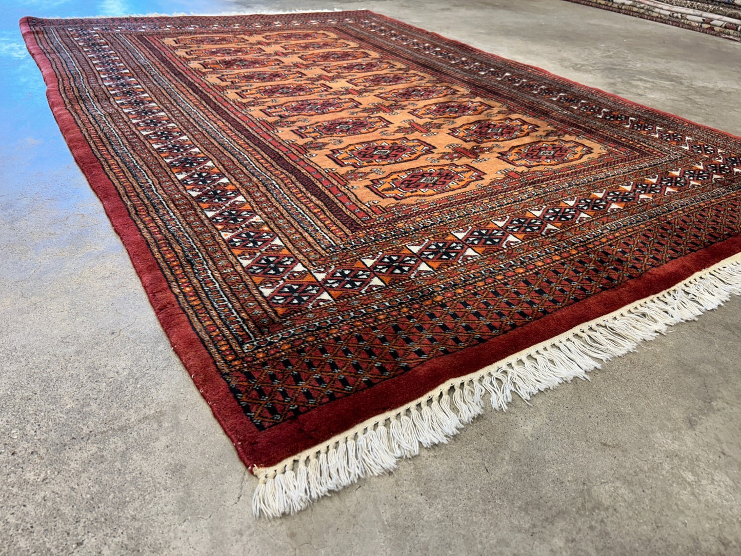 4'2"x6' Hand-Knotted 100% Wool Bokhara Area Rug - Carpet