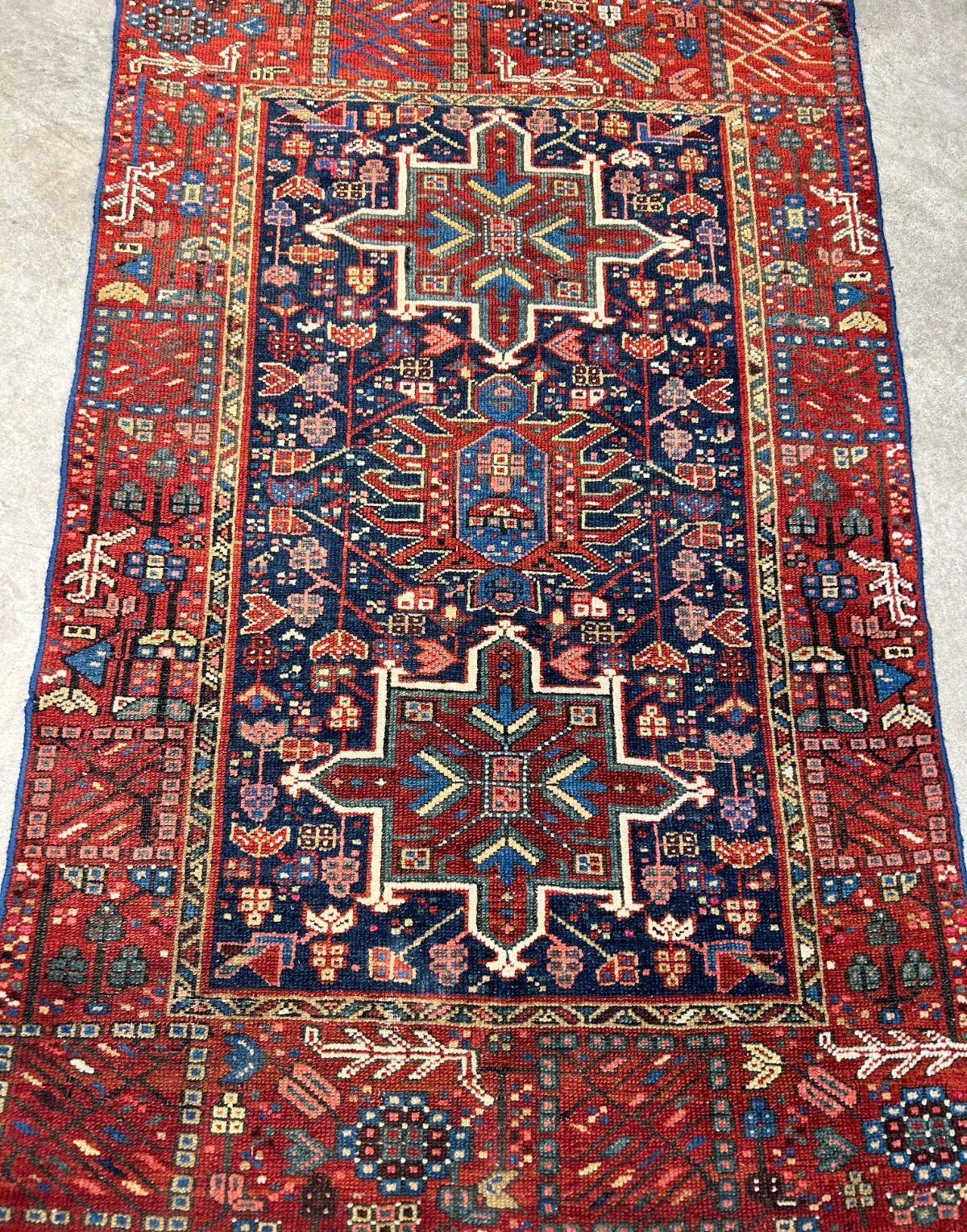 3'x4'6" Antique Hand-Knotted 100% Wool Pile Karaja Rug