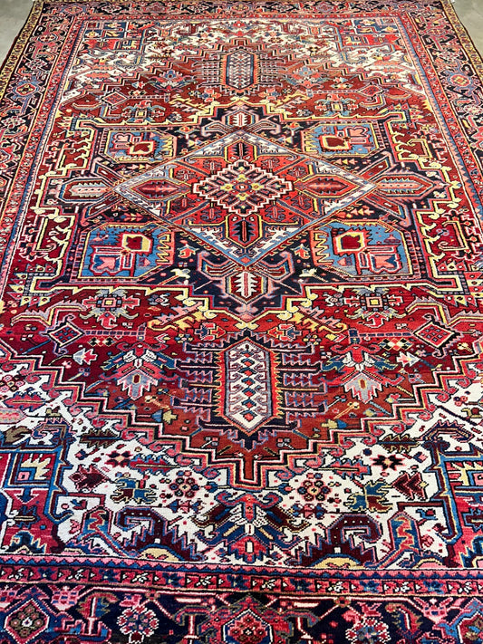 8'10"x12'1" Hand-Knotted 100% Wool Pile Herize Rug