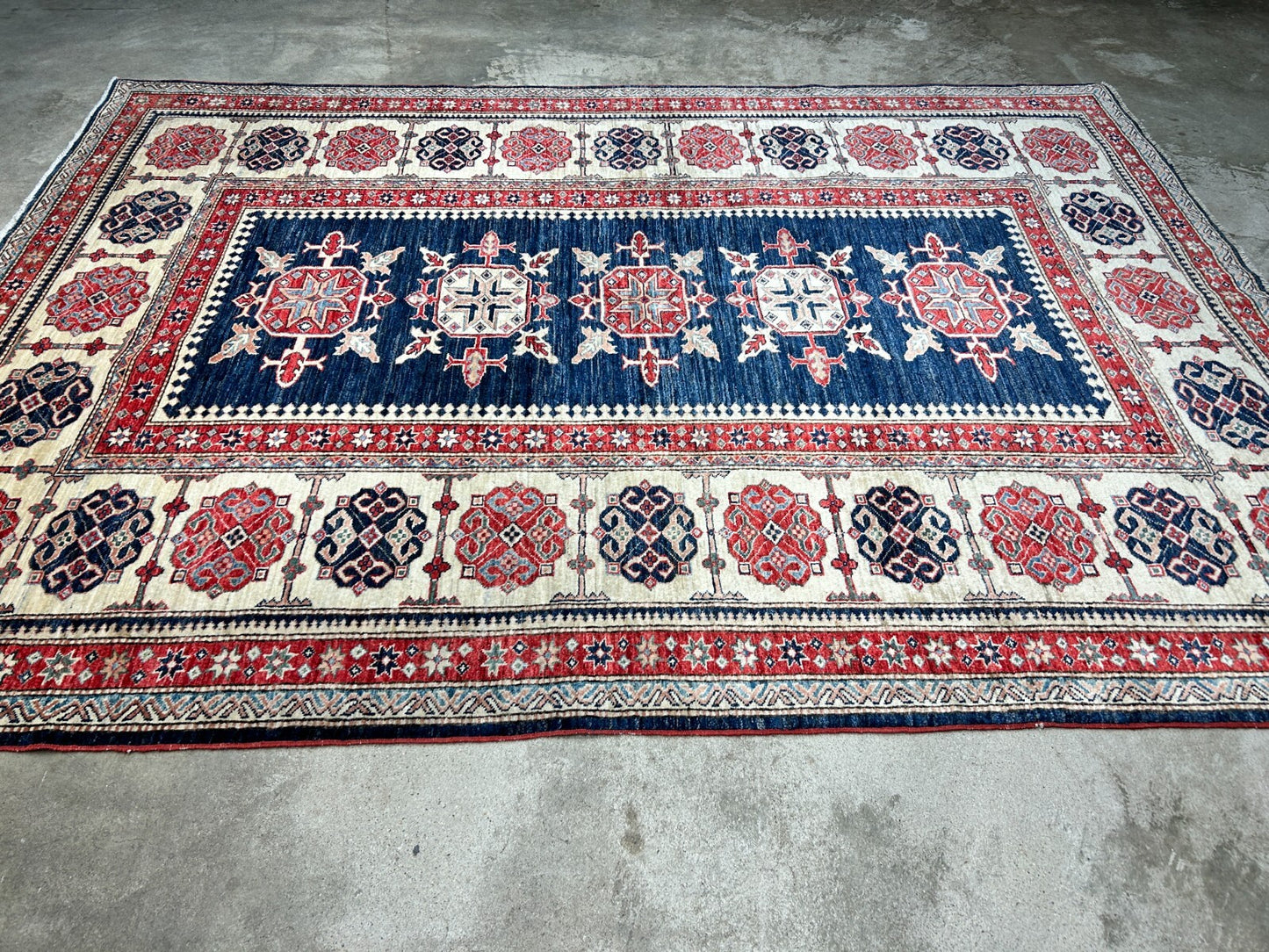5'9"x8' Hand-Knotted 100% Wool Carpet - Kazak Area Rug
