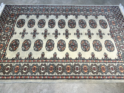 3'1"x4'9" Hand-Knotted 100% Wool Pile Bokhara Rug