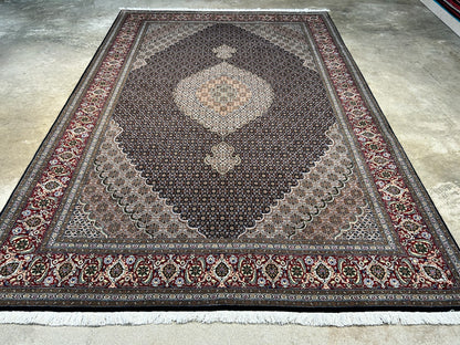 6'7"x9'10" Fine Hand-Knotted Wool & Silk Blend Tabrize Mahi Carpet - Area Rug