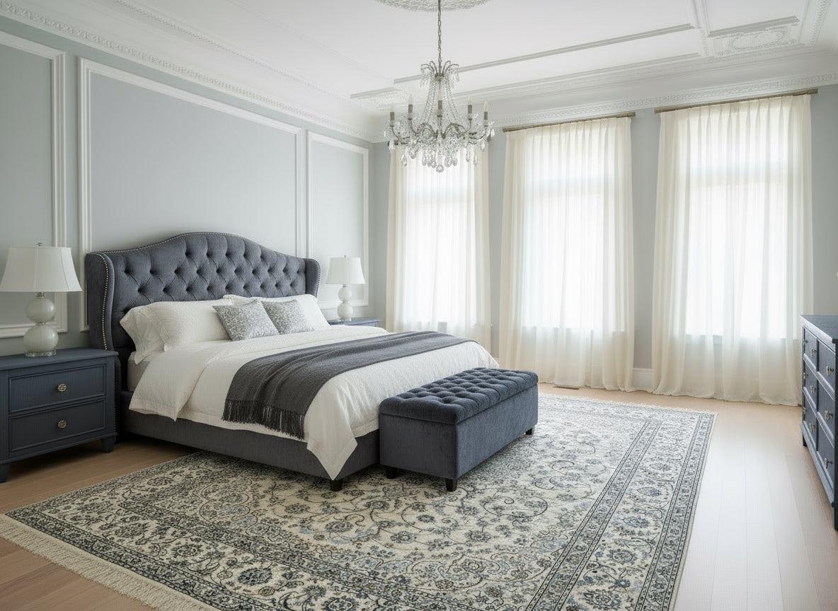 8'4"x12'1" Extra Fine Hand-Knotted Wool & Silk Naine Rug