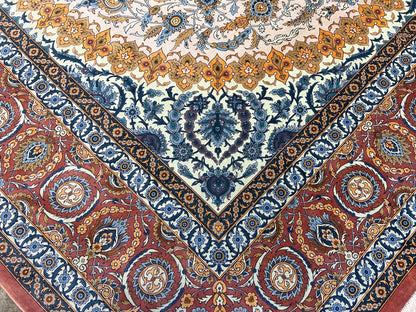 7'3"x10'7" Exquisite Extra-Fine Hand-Knotted 100% Silk Qume Carpet - Area Rug