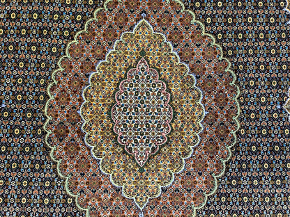 6'8"x9'8" Fine Hand-Knotted Wool & Silk Oriental Tabrize Rug - Area Carpet