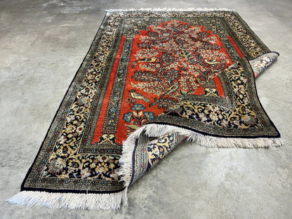 3'3"x5'7" Exquisite Fine Hand-Knotted 100% Silk Tree of Life Area Rug