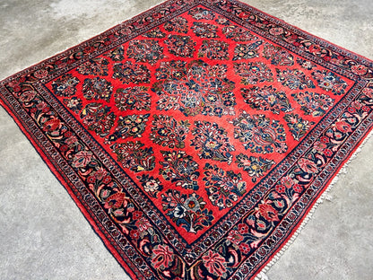 Collector Antique - 4'x4' Hand-Knotted 100% Wool Pile Sarouke Rug