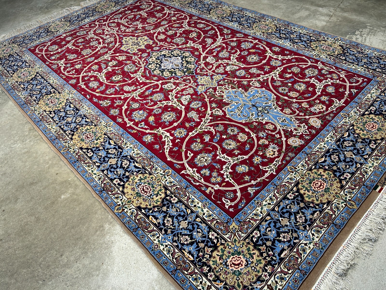 6'10"x10'4"Extra Fine Hand-Knotted Wool & Silk Isfahane Rug - Area Carpet