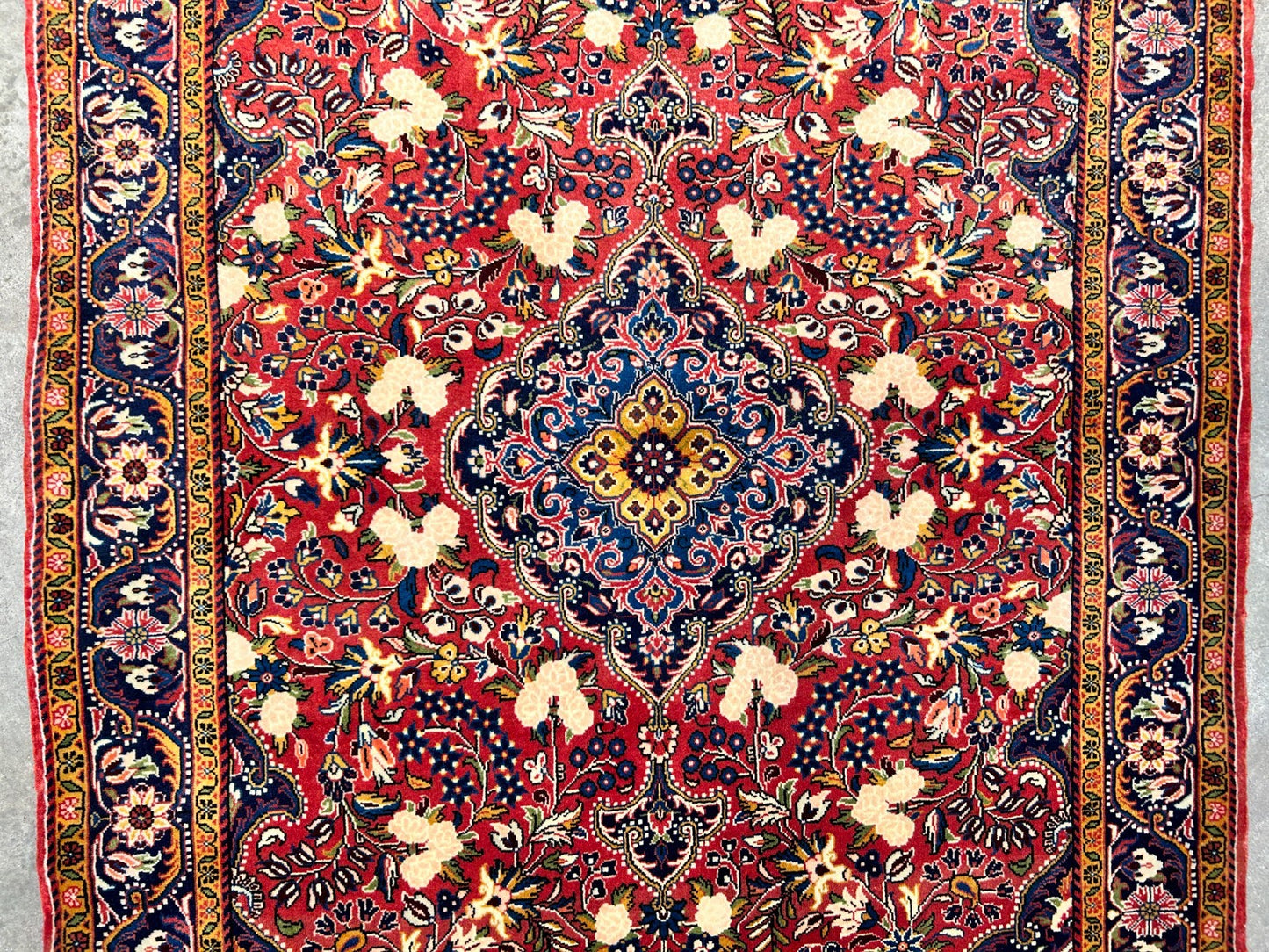 Rare Antique _ 3'4"x4'9" Hand-Knotted 100% Wool Pile Sarouke Josan Area Rug