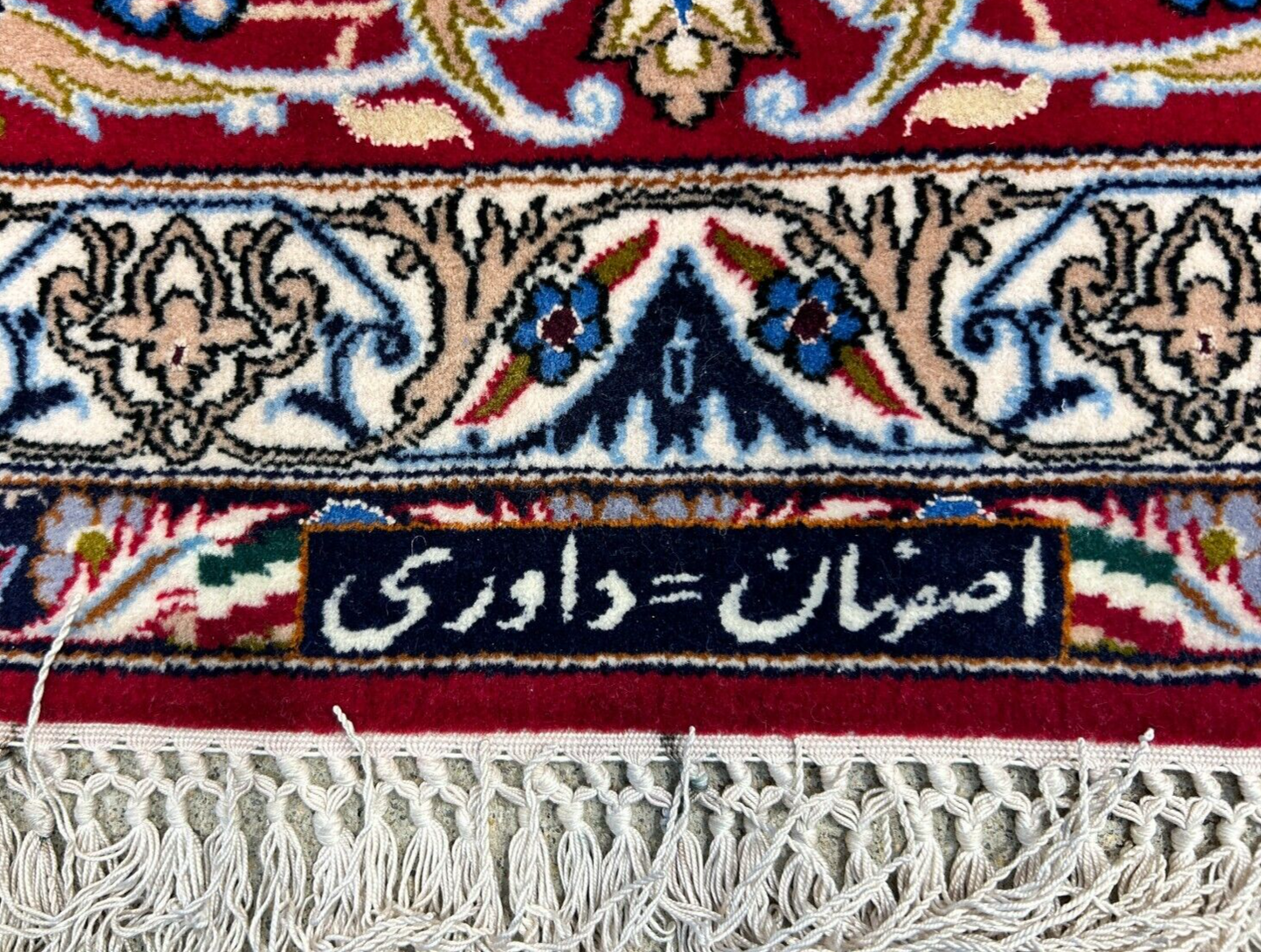 6'9"x10' Extra-Fine Hand-Knotted Wool & Silk Blend Isfahane Area Rug - Signed