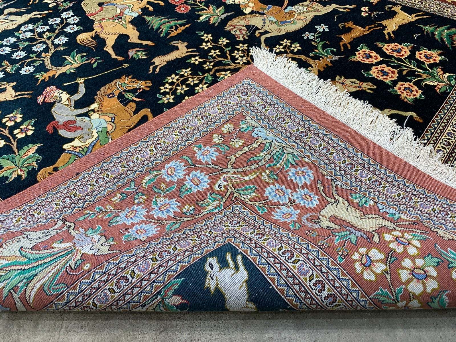 4'3"x6'8" Exquisite Extra-Fine Hand-Knotted 100% Silk Qume Area Rug - Carpet