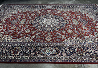 8'1"x11'9" Very Fine Hand-Knotted Wool & Silk Isfahane Area Rug - Signed