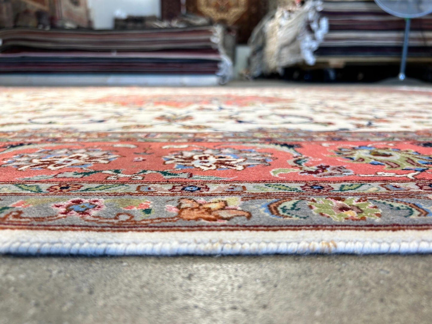 6'9"x8'1" Fine Hand-Knotted Wool & Silk Blend Tabrize Carpet - Area Rug