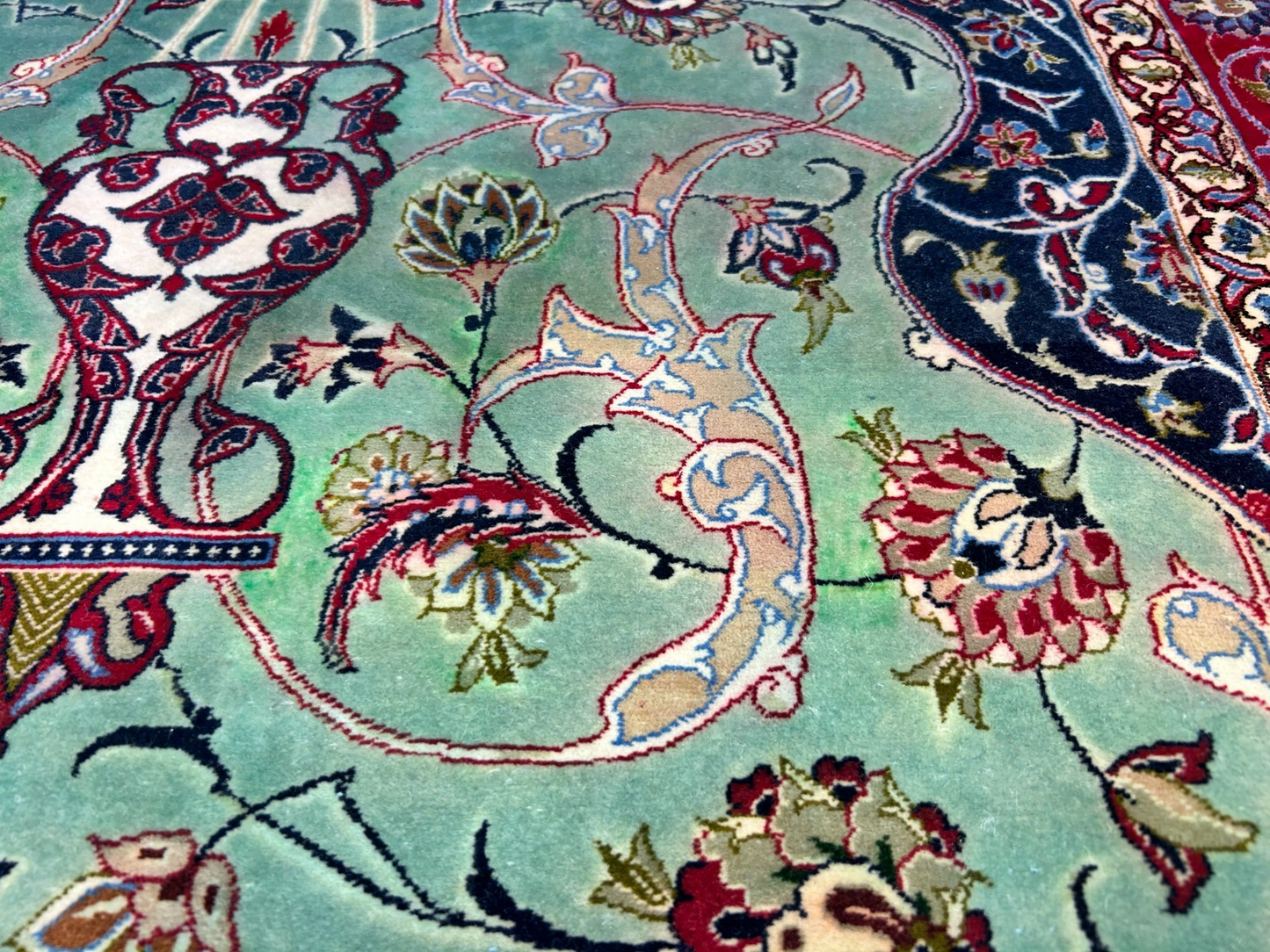 Collector Item-Fine 3'7"x5'9" Antique Hand-Knotted 100% Wool Isfahane Prayer Rug