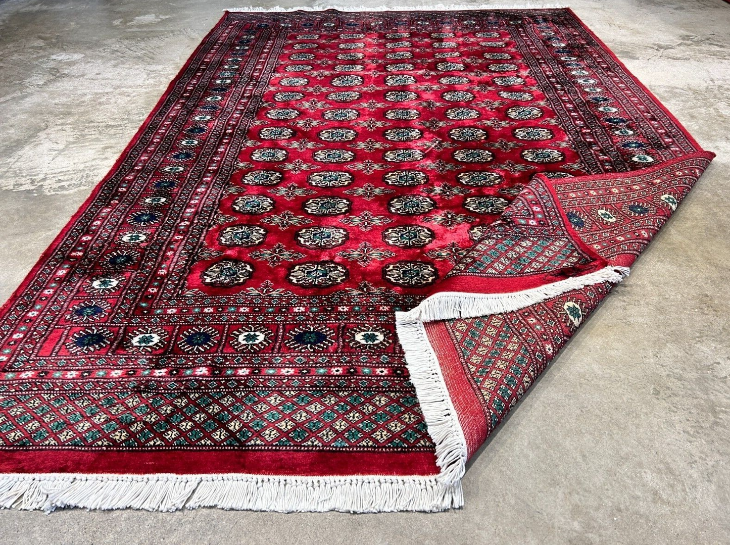 6'1" x 8'10" Hand-Knotted 100% Wool Pile Bokhara Area Rug - Handmade Carpet