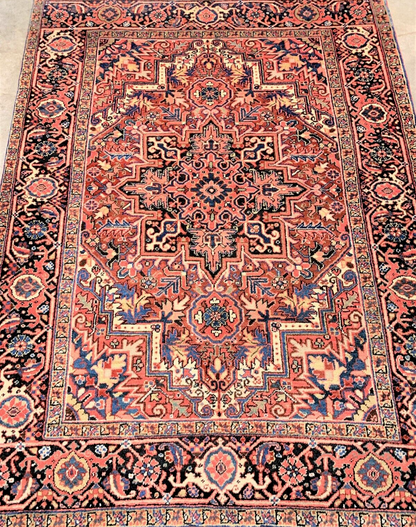 4'8" x 6'5" Hand-Knotted 100% Wool Pile Herize Area Rug - Area Carpet