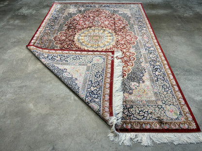 6'5"x9'10" Exquisite Hand-Knotted 100% Silk Qume Rug