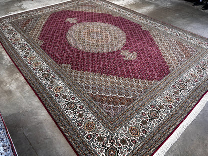 8'2"x11'6" Fine Hand-Knotted Wool & Silk Oriental Rug - Area Carpet