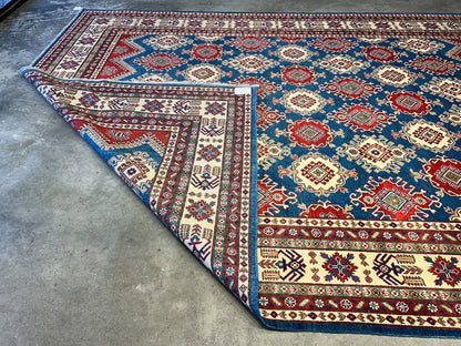 9'x12' Hand-Knotted 100% Wool Pile Kazak Rug