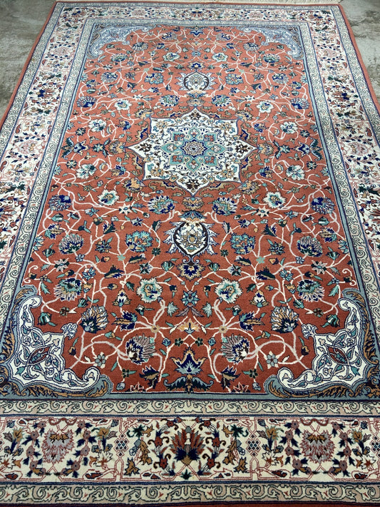 6'0"x9'1" Hand-Knotted 100% Wool Pile SinoPersian Carpet - Area Rug
