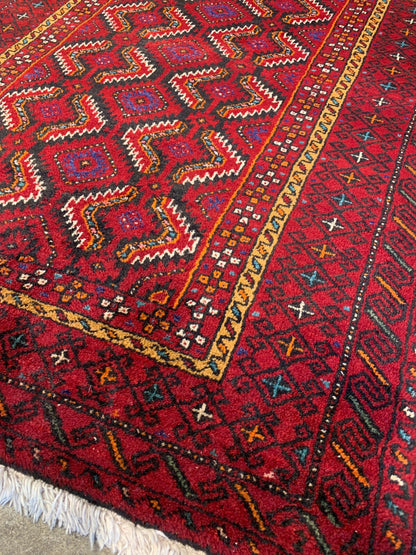 3'3"x5'7'' Hand-Knotted 100% Wool Baluchie Area Rug - Area Carpet