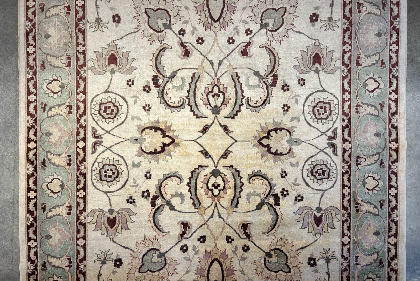 7'1"x9'1" Hand-Knotted 100% Wool Pile Indian Arut Carpet - Area Rug