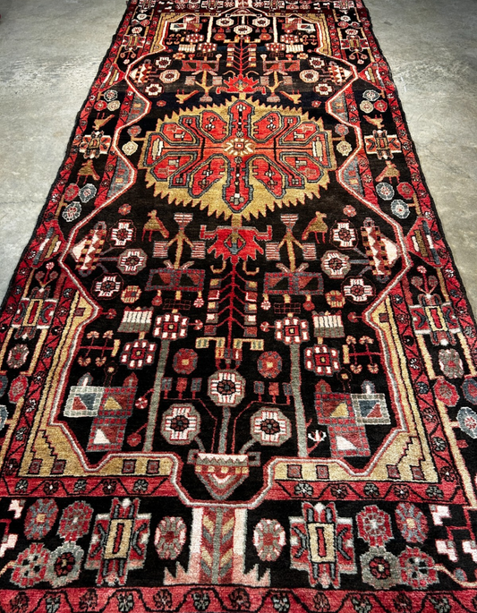 4'9" x 10'8" Hand-Knotted 100% Wool Pile Nahavande Area Rug - Carpet