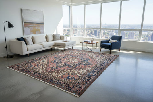 7'8"x8'10" Hand-Knotted 100% Wool Herize Carpet - Area Rug - Square Shaped