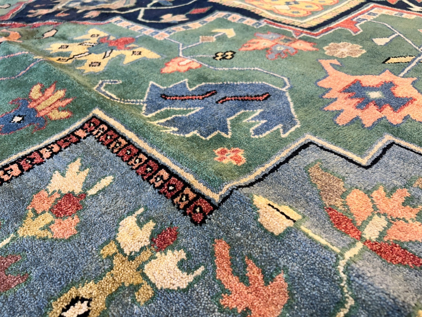 11'11"x15'11" Hand-Knotted 100% Wool Pile Herize Area Rug - Carpet