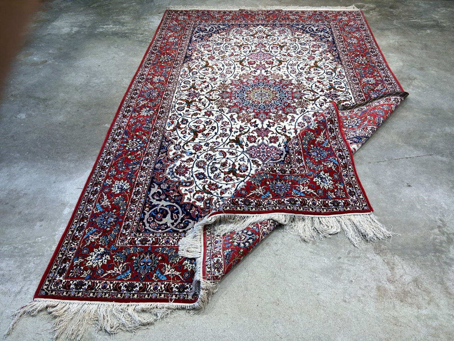 6'6"x10'2" Extra-Fine Hand-Knotted Wool & Silk  Isfahane Seirafian Rug - Signed