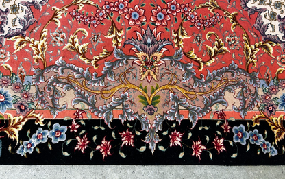 8'2"x11'7'' Hand-Knotted Very Fine Silk & Wool Pile Tabrize Benam Area Rug