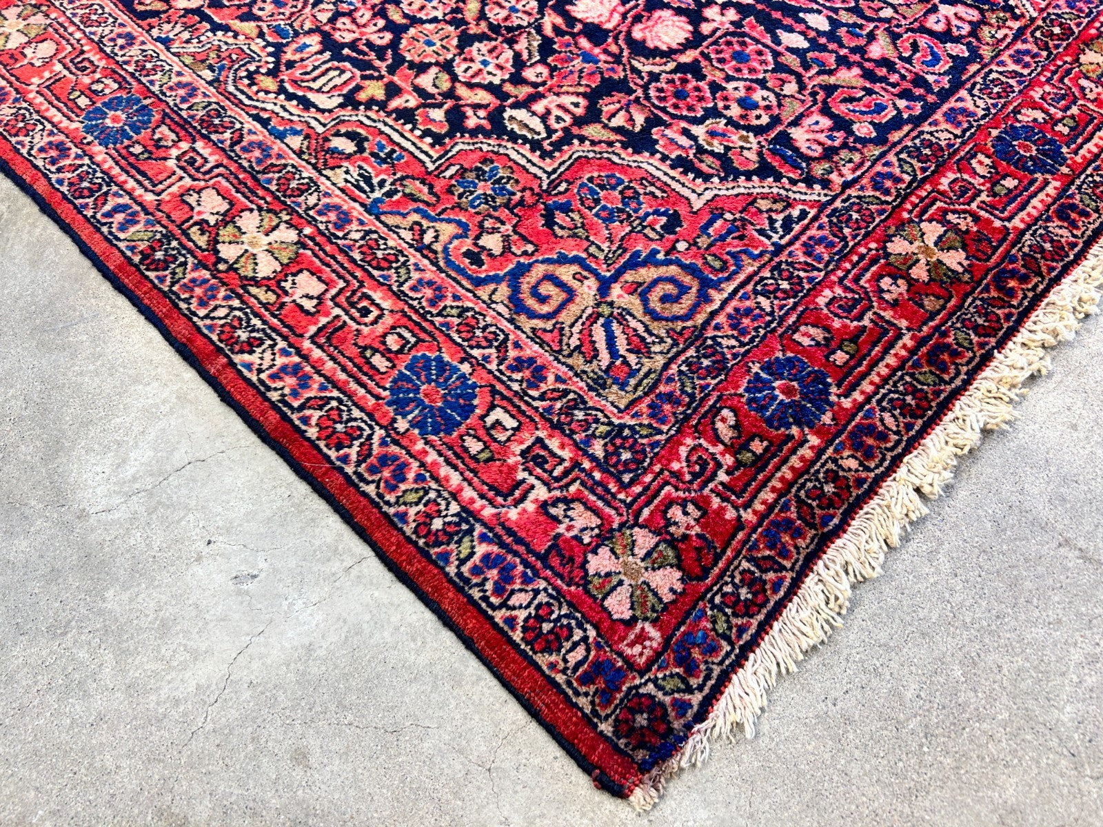 Rare Antique _ 3'5"x5'3" Hand-Knotted 100% Wool Pile Sarouke Josan Area Rug