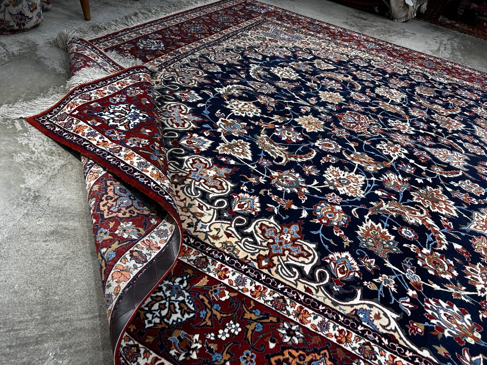 7'9"x12'8" Extra Fine Hand-Knotted Wool & Silk Isfahane Seirafian Rug