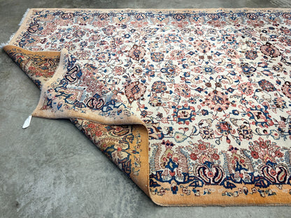 7'x11'10" Antique Hand-Knotted Wool Oriental Kermane Rug - Area Carpet