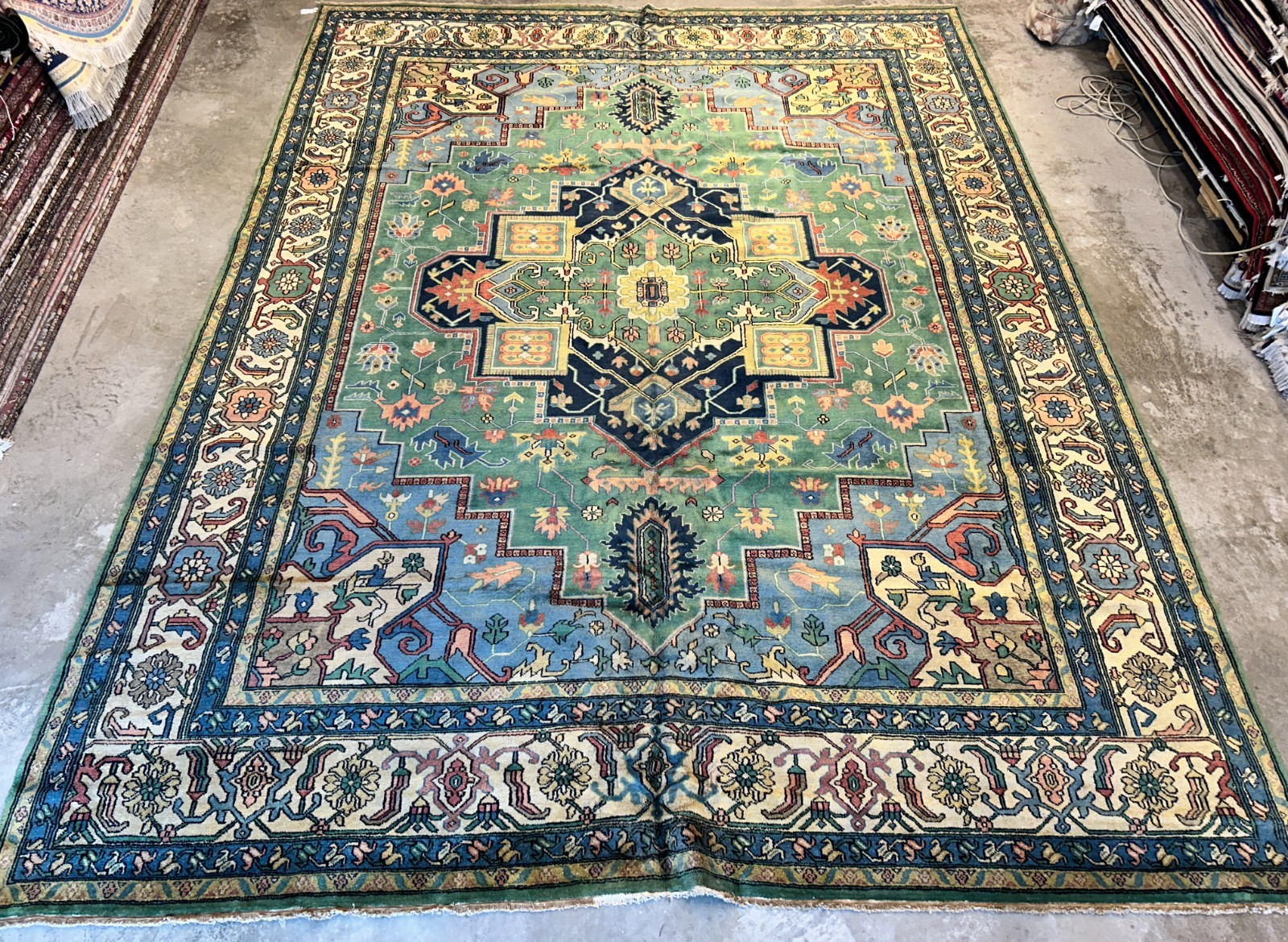 11'11"x15'11" Hand-Knotted 100% Wool Pile Herize Area Rug - Carpet