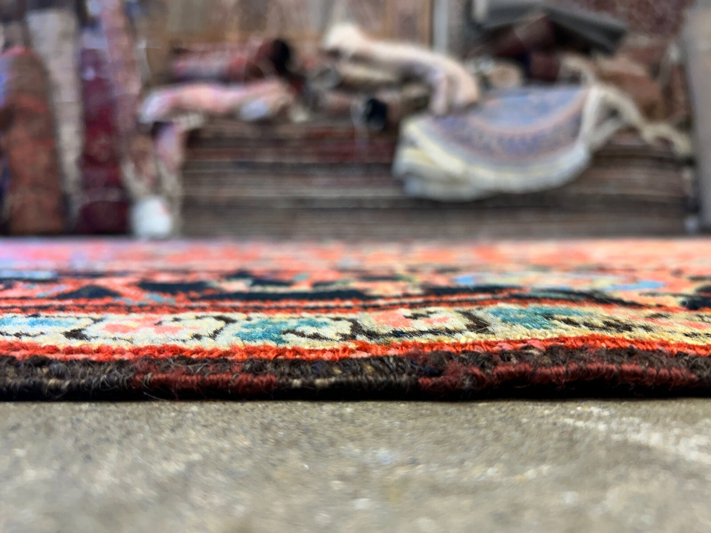 Collector Item - 9'6"x12' Antique Fine Lamb Wool Herize Serapy Hand-Knotted Rug