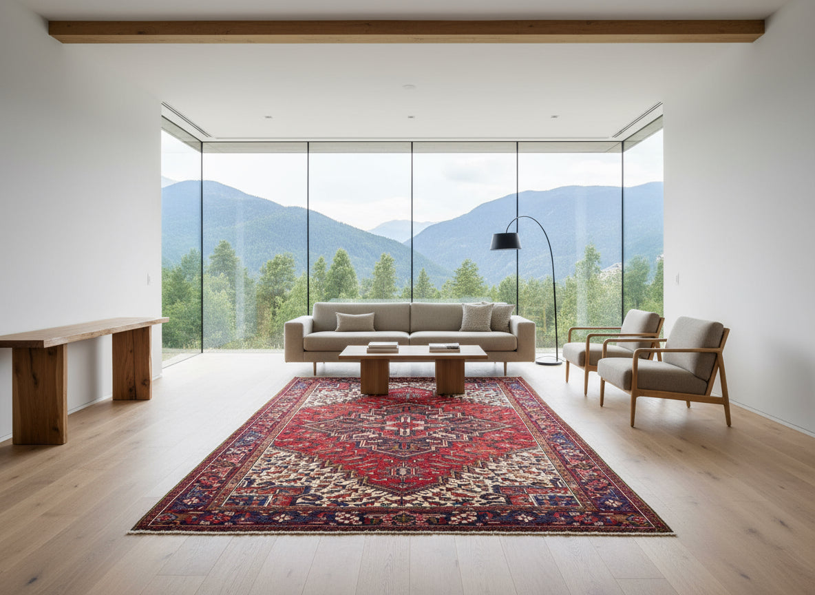 7'9"x11'2" Hand-Knotted 100% Wool Pile Herize Rug