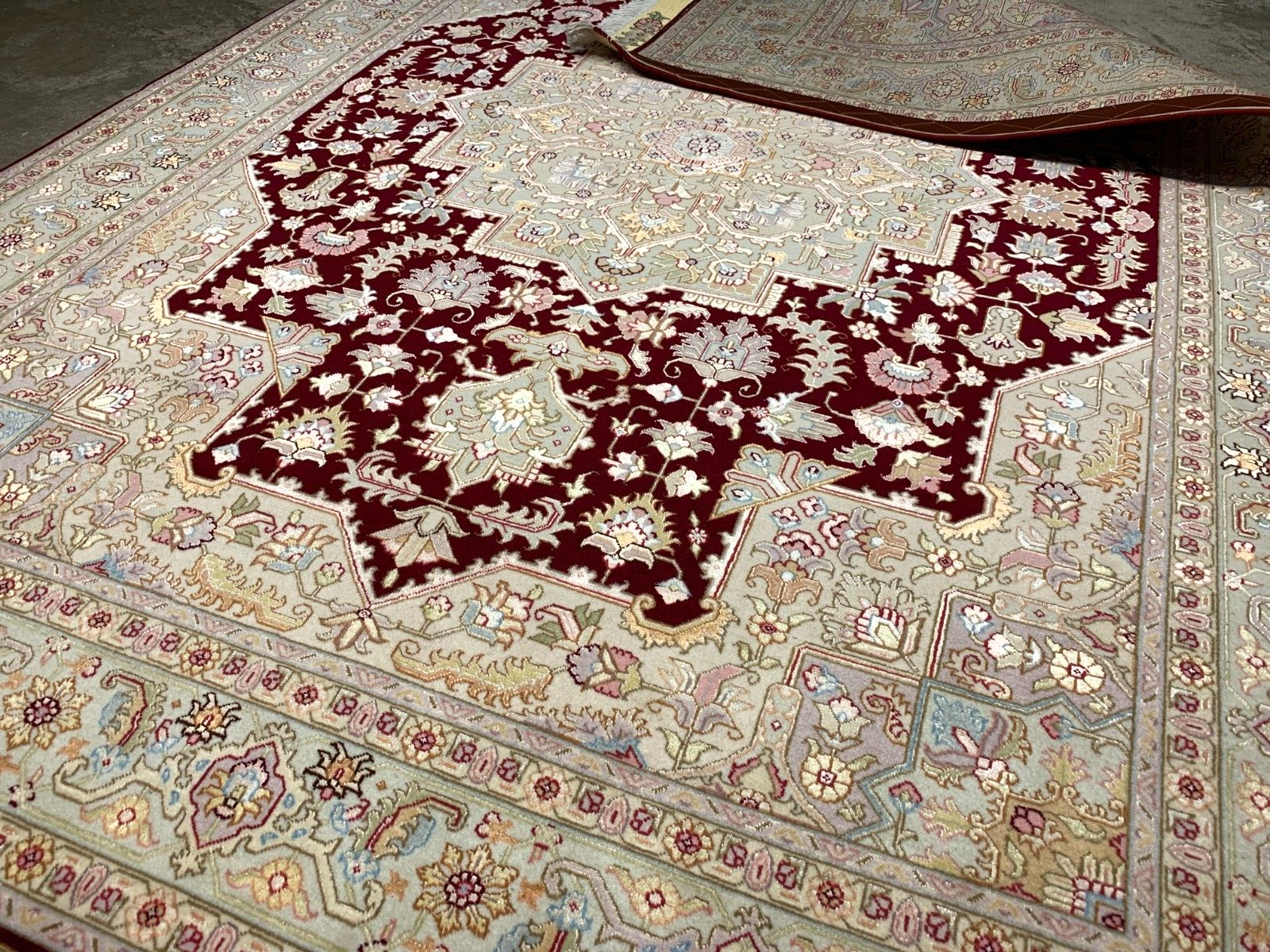 5'x7'1" Very Fine Hand-Knotted Wool & Silk Blend Tabrize Carpet - Area Rug