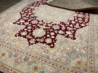 5'x7'1" Very Fine Hand-Knotted Wool & Silk Blend Tabrize Carpet - Area Rug